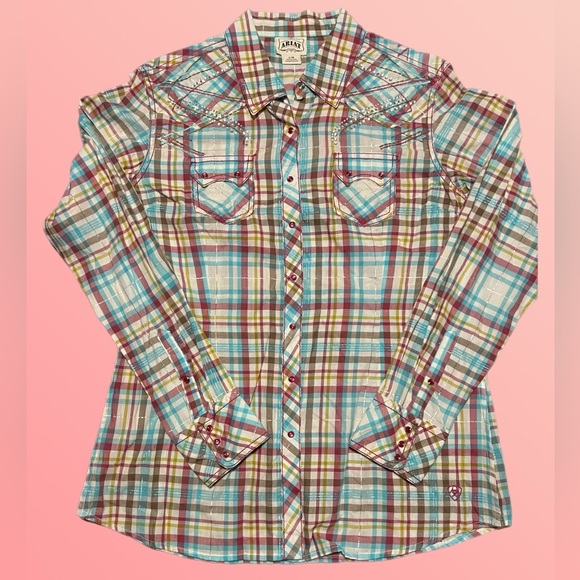 Ariat Tops - Ariat Multicolor Pearl Snap Plaid Shirt